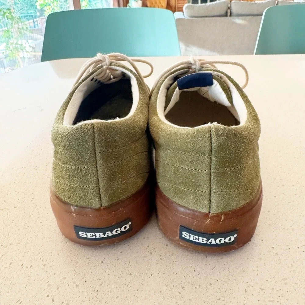 Sebago John Suede Sneakers size 10 Olive Green Preppy Cabincore Casual Capsule